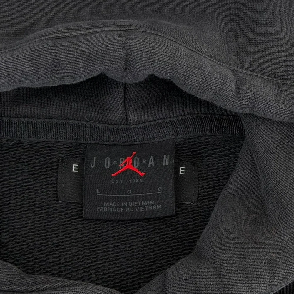 Jordan Hoodie Mens Large Black Air Jordan Embroidered French Terry Sweatshirt